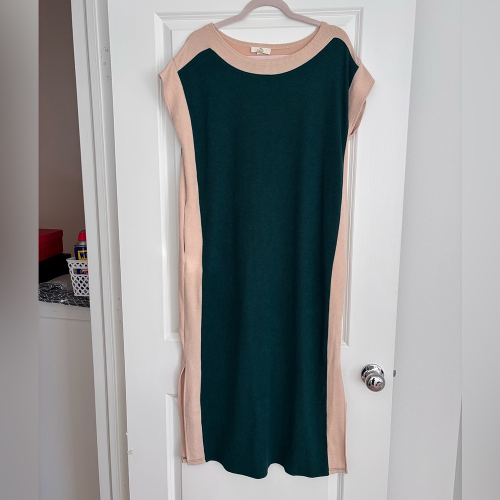 Entro Teal and Beige Midi Dress